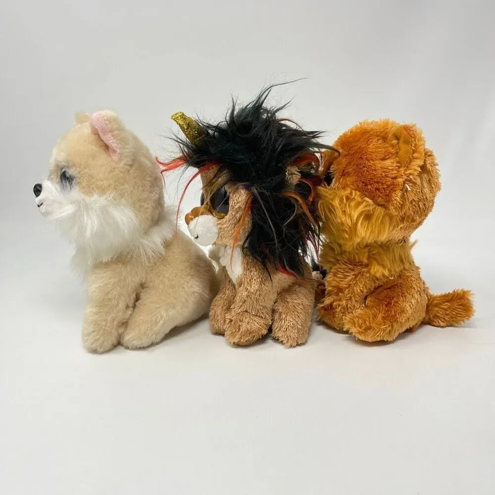 Ty Beanie Boo Lot of 3 Ramsey Unicorn Lion Honeycomb Corgi Dog Barley Chow Dog